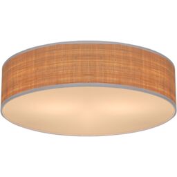 GoodHome Oilbird Round Metal & Straw Natural & White Frosted Effect 2 Lamp Led Ceiling Light - thumbnail 3