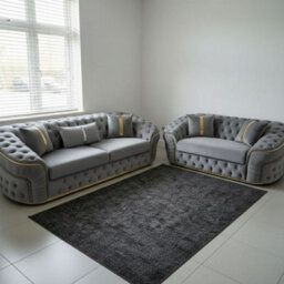 Stratus Interiors Ambassador 2+3 Sofa Set - Chesterfield Toronto With Silver Trim Sofa For Living Room - Frill Design - Silver - thumbnail 1
