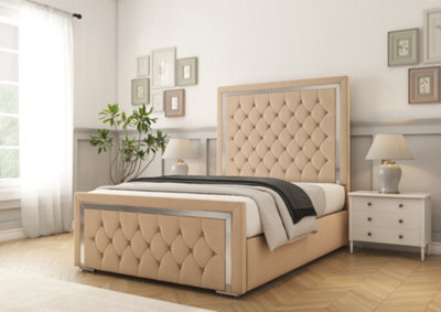 Comfort Beds Sofia Gold Pebble Plush Bed Frame - image 1