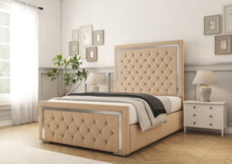 Comfort Beds Sofia Gold Pebble Plush Bed Frame - thumbnail 1