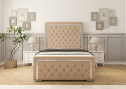 Comfort Beds Sofia Gold Pebble Plush Bed Frame - thumbnail 2