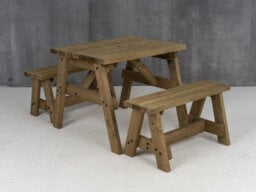 Arbor Garden Solutions Victoria Wooden Picnic Bench And Table Set, Outdoor Dining Set (4Ft, Rustic Brown) - thumbnail 2