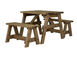 Arbor Garden Solutions Victoria Wooden Picnic Bench And Table Set, Outdoor Dining Set (4Ft, Rustic Brown) - thumbnail 1