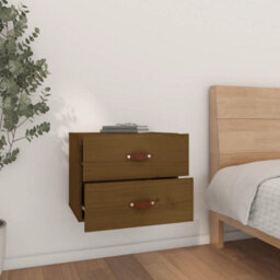 Berkfield Wall-Mounted Bedside Cabinet Honey Brown 50X36X40 Cm - thumbnail 3