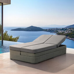 Sunjoy 2-Person Patio Lounge Chair, Outdoor Resin Wicker Daybed Chaise With 5-Position Adjustable Backrest Cushion - thumbnail 2
