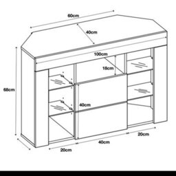 Furneo Venico 02 White Corner Tv Stand 100Cm Matt & High Gloss Blue Led Lights - thumbnail 3