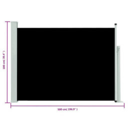 Walplus Patio Retractable Side Awning Garden Sun Shade Canopy Gazebo For Back Door, Porch, Patio 100X500 Cm Black - thumbnail 8