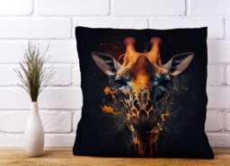 Warren Reed Designer Golden Giraffe Face Splashart Cushions 45Cm X 45Cm - thumbnail 2