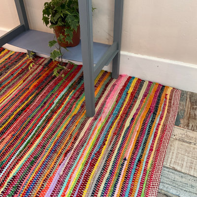 Second Nature Online Rainbow Rug Outdoor And Indoor Multicolour Flat Weave Style 120 Cm X 300 Cm - image 1