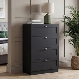 Lassic Vida Designs Altino 3 Piece Bedroom Set (2 Drawer Bedside, 4 Drawer Chest, 3 Door 2 Drawer Wardrobe), Black - thumbnail 3