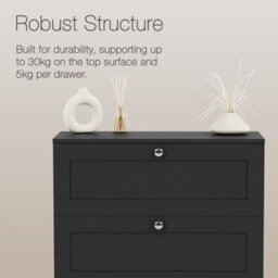 Lassic Vida Designs Altino 3 Piece Bedroom Set (2 Drawer Bedside, 4 Drawer Chest, 3 Door 2 Drawer Wardrobe), Black - thumbnail 5