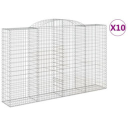 Berkfield Arched Gabion Baskets 10 Pcs 300X50X180/200 Cm Galvanised Iron - thumbnail 2