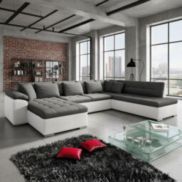Niko Bis U Shaped Fold Out Corner Sofa Bed For Living Room With Storage Graphite And White Left - thumbnail 1