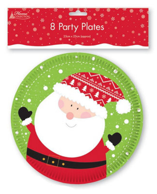 Anker Pack Of 8 Santa Design Christmas Party Plates