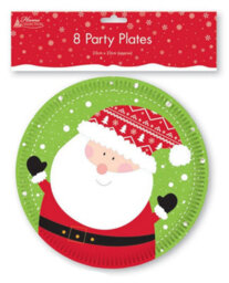 Anker Pack Of 8 Santa Design Christmas Party Plates
