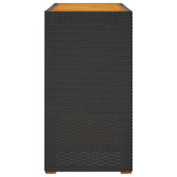 Walplus Garden Side Table With Wooden Top Black 100X40X75 Cm Poly Rattan - thumbnail 5