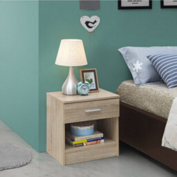 Timber Art Design Rio Costa Bedside Cabinet Bedroom Furniture Nightstand Table 1 Drawer Sonoma Oak - thumbnail 1