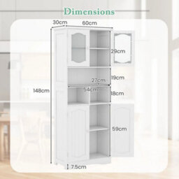 148Cm Tall Bathroom Cabinet Freestanding Storage Cabinet - thumbnail 2