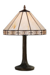 Lighting Supermarket Portland Modern Tiffany Style Cream Stained Glass Table Lamp - thumbnail 1