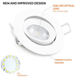 Paul Russells Set Of 6 Led Downlight White Non-Dimmable Tiltable Recessed Ceiling Spotlight 4.8W 400 Lumens Ip20 Warm White 3000K - thumbnail 4