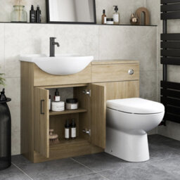 Affine 1050mm Bathroom Toilet Vanity Unit Combination Basin Sink Furniture Oak Effect - thumbnail 3