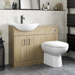 Affine 1050mm Bathroom Toilet Vanity Unit Combination Basin Sink Furniture Oak Effect - thumbnail 2