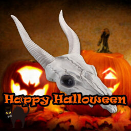 Halloween Goats Head Decoration With Led Eyes Trick Or Treat Party - thumbnail 5