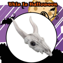 Halloween Goats Head Decoration With Led Eyes Trick Or Treat Party - thumbnail 7