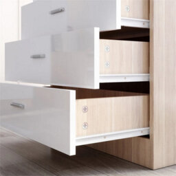 Modern High Gloss Chest Of 4 Drawers White&oak Storage Cabinet Bedroom Furniture - thumbnail 4