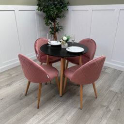 Life Interiors Lucia Dining Set With Round Table And Set Of 4 Lucia Velvet Dining Chairs - thumbnail 2