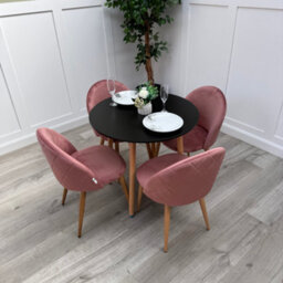 Life Interiors Lucia Dining Set With Round Table And Set Of 4 Lucia Velvet Dining Chairs - thumbnail 3