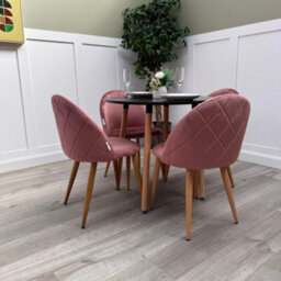 Life Interiors Lucia Dining Set With Round Table And Set Of 4 Lucia Velvet Dining Chairs - thumbnail 4