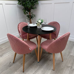 Life Interiors Lucia Dining Set With Round Table And Set Of 4 Lucia Velvet Dining Chairs - thumbnail 1