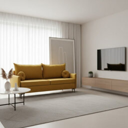 Leon M 3 Seater Sofa Bed With Storage Cushions Upholstered Back 216 Cm Sleeping Area 200 140 Cm Yellow - thumbnail 2