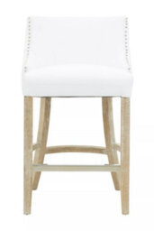 Orsina White Bar Stool With Back, Velvet Seat Breakfast Bar Chair, Kitchen Stool With Footrest, Chair For Bar, Home - thumbnail 2