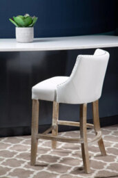 Orsina White Bar Stool With Back, Velvet Seat Breakfast Bar Chair, Kitchen Stool With Footrest, Chair For Bar, Home - thumbnail 5
