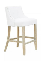 Orsina White Bar Stool With Back, Velvet Seat Breakfast Bar Chair, Kitchen Stool With Footrest, Chair For Bar, Home - thumbnail 1
