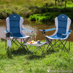Trail Outdoor Leisure Padded Camping Chair High Back Portable Folding Outdoor Seat Trail (Twin Pack) - Blue - thumbnail 2