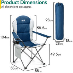 Trail Outdoor Leisure Padded Camping Chair High Back Portable Folding Outdoor Seat Trail (Twin Pack) - Blue - thumbnail 7