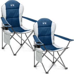 Trail Outdoor Leisure Padded Camping Chair High Back Portable Folding Outdoor Seat Trail (Twin Pack) - Blue