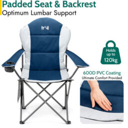 Trail Outdoor Leisure Padded Camping Chair High Back Portable Folding Outdoor Seat Trail (Twin Pack) - Blue - thumbnail 4