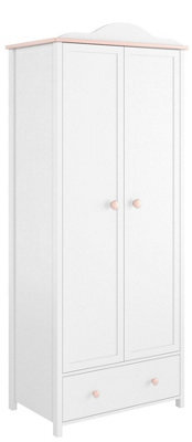 Arte Categorical And Elegant Luna Hinged Wardrobe In White Matt And Pink (H)1960mm (W)850mm (D)520mm - Ideal For Any Garment Collection - image 1