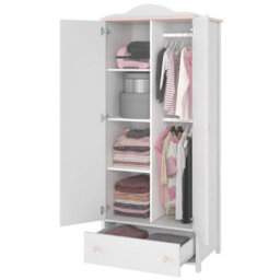 Arte Categorical And Elegant Luna Hinged Wardrobe In White Matt And Pink (H)1960mm (W)850mm (D)520mm - Ideal For Any Garment Collection - thumbnail 2