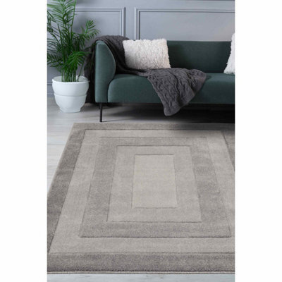 Melrose Portia Border Grey Indoor Medium Area Rug 12mm Pile Height 120/170Cm - image 1