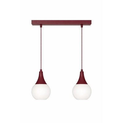 Luminosa Lighting Luminosa Lacrima Bar Pendant Ceiling Light Burgundy White Glass Shade 2X E27 - image 1