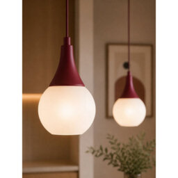 Luminosa Lighting Luminosa Lacrima Bar Pendant Ceiling Light Burgundy White Glass Shade 2X E27 - thumbnail 3