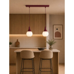 Luminosa Lighting Luminosa Lacrima Bar Pendant Ceiling Light Burgundy White Glass Shade 2X E27 - thumbnail 2