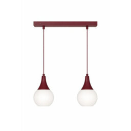 Luminosa Lighting Luminosa Lacrima Bar Pendant Ceiling Light Burgundy White Glass Shade 2X E27 - thumbnail 1