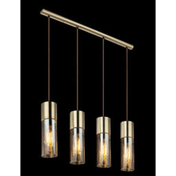Luminosa Lighting Luminosa Annika Bar Pendant Ceiling Light Brass-Coloured Amber Glass Shade 4X E27 - thumbnail 5