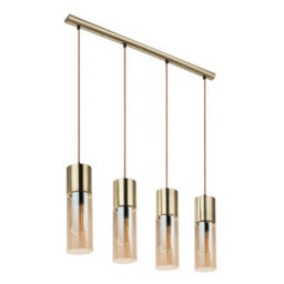 Luminosa Lighting Luminosa Annika Bar Pendant Ceiling Light Brass-Coloured Amber Glass Shade 4X E27 - thumbnail 2